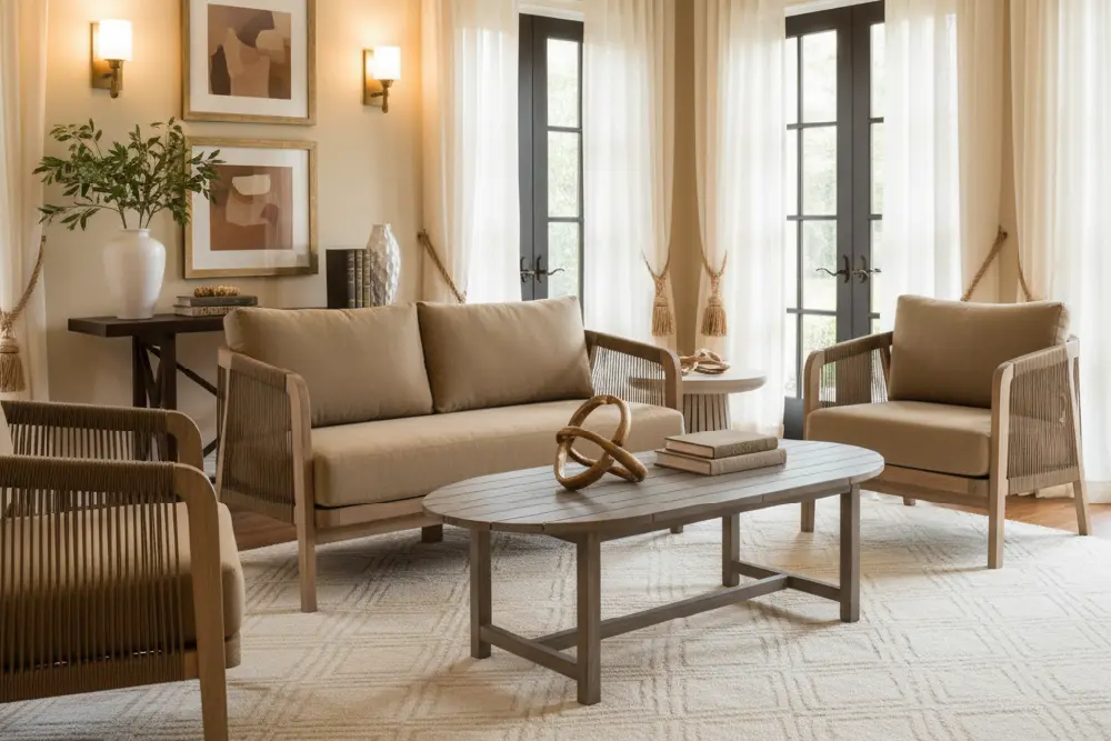 MPP Furniture living room set with three seater sofa, armchairs and coffee table