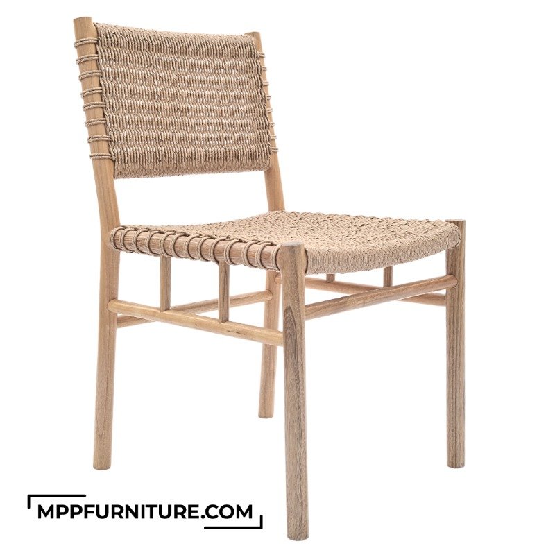 Zaneti Teak Dining Chair with Rattan Weave