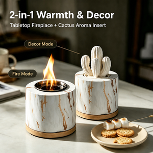 2-in-1 Concrete Tabletop Fire Pit With Aroma Diffuser