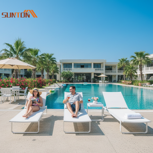 Minimalist Style Fabric Frame Eco-Friendly Foldable Waterproof Cushion Reclining Sun Beds Beach Lounger for Hotels