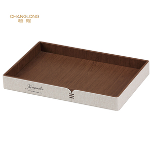 Luxury PU Leather Hotel Serving Tray 5-Star Guestroom