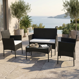 Cheap 4 Pieces Rattan Wicker Outdoor Furniture Sale Set Patio Garden Sofa