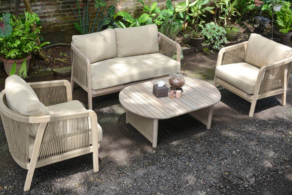 Teak solid wood outdoor dining chair set manufactured by MPP Furniture
