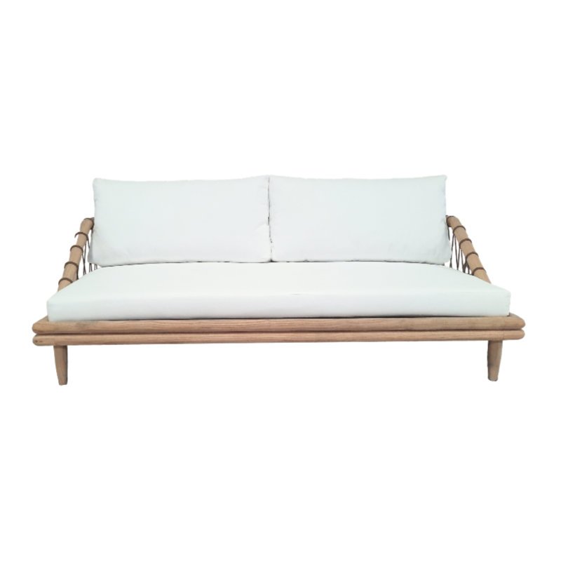 Vona 2-seater Sungkai wood frame sofa with plush cushions