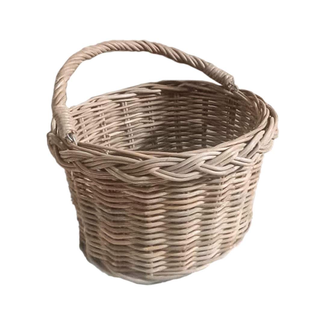 Hallway round handwoven storage basket made of natural rattan