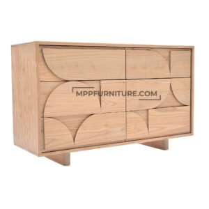 Wuluka Hardwood Bedroom Storage Cabinet with Geometric Relief Doors