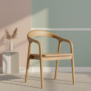Nordic Modern Minimalist Style Wooden Curved-back Dining Chair Solid Wood Armchair