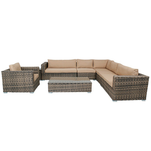 OEM Modern 9 Pcs Outdoor Patio Sofa Set Sectional Furniture PE Wicker Rattan