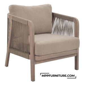 Rimini Sungkai wooden arm chair with rope back accent