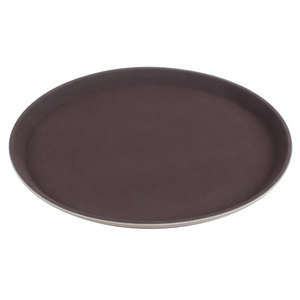 14 Brown Round Non-Skid Surface Plastic Serving Tray