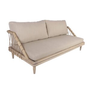 Vona 2-seater indoor wooden sofa with rope side panels