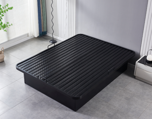 Latest Design Platform Bed Frame Metal Bed Twin Double Queen Size Hostel Bed Base Black Iron Modern Hotel Furniture Heavy Duty