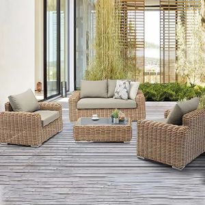 Luxury Modern Style Waterproof Weather Resistant Rattan Wicker Sofa Set