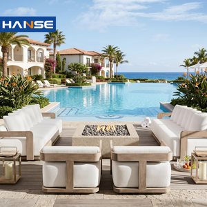 Luxury Modern Garden Furniture Set Rattan Rope Fire Pit Sofa