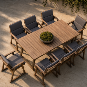 OEM Custom Modern Outdoor Teak Dining Table Set